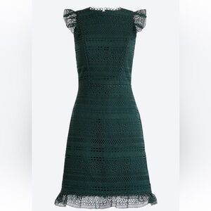 Cap-sleeve ruffle dress in mixed lace size 16 evergreen
